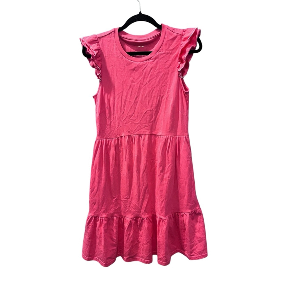 Kate Spade Trapeze Knit Sleeveless Dress Size Small Ruffles Pink Stretch Casual